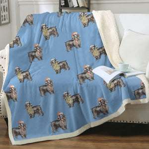 Watercolor Black Cocker Spaniels Christmas Fleece Blanket - 8 Colors-Blanket-Bedding, Blankets, Christmas, Cocker Spaniel, Home Decor-13