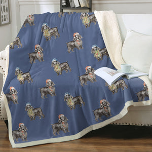 Watercolor Black Cocker Spaniels Christmas Fleece Blanket - 8 Colors-Blanket-Bedding, Blankets, Christmas, Cocker Spaniel, Home Decor-8