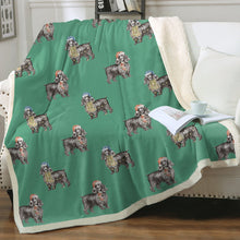 Load image into Gallery viewer, Watercolor Black Cocker Spaniels Christmas Fleece Blanket - 8 Colors-Blanket-Bedding, Blankets, Christmas, Cocker Spaniel, Home Decor-11