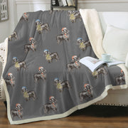 Watercolor Black Cocker Spaniels Christmas Fleece Blanket - 8 Colors-Blanket-Bedding, Blankets, Christmas, Cocker Spaniel, Home Decor-10