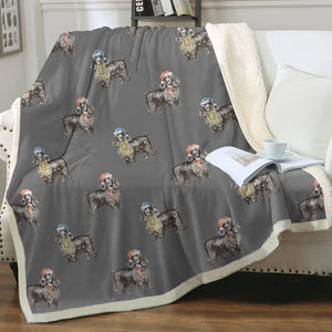 Watercolor Black Cocker Spaniels Christmas Fleece Blanket - 8 Colors-Blanket-Bedding, Blankets, Christmas, Cocker Spaniel, Home Decor-10