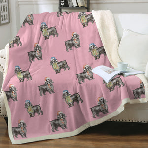 Watercolor Black Cocker Spaniels Christmas Fleece Blanket - 8 Colors-Blanket-Bedding, Blankets, Christmas, Cocker Spaniel, Home Decor-22