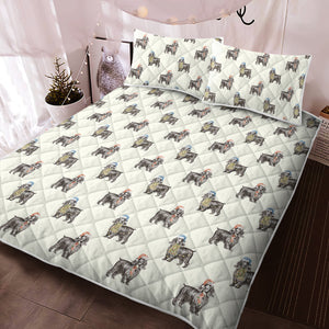 Watercolor Black Cocker Spaniels Christmas Quilted Bedding Set-Bedding-Bedding, Blankets, Christmas, Cocker Spaniel, Home Decor-2