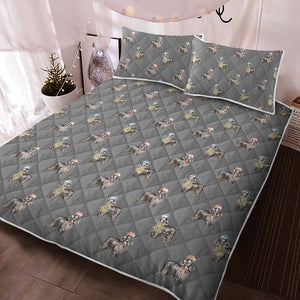 Watercolor Black Cocker Spaniels Christmas Quilted Bedding Set-Bedding-Bedding, Blankets, Christmas, Cocker Spaniel, Home Decor-4