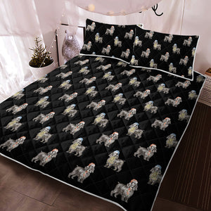 Watercolor Black Cocker Spaniels Christmas Quilted Bedding Set-Bedding-Bedding, Blankets, Christmas, Cocker Spaniel, Home Decor-5