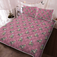 Load image into Gallery viewer, Watercolor Black Cocker Spaniels Christmas Quilted Bedding Set-Bedding-Bedding, Blankets, Christmas, Cocker Spaniel, Home Decor-Dusty Pink-With Matching Pillowcases-Twin-10