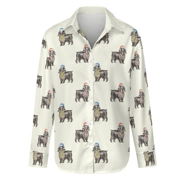 Watercolor Black Cocker Spaniels Christmas Women's Shirt-Apparel-Apparel, Christmas, Cocker Spaniel, Dog Mom Gifts, Shirt-Ivory White-S-14
