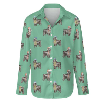 Watercolor Black Cocker Spaniels Christmas Women's Shirt-Apparel-Apparel, Christmas, Cocker Spaniel, Dog Mom Gifts, Shirt-Mint Green-S-29