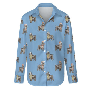 Watercolor Black Cocker Spaniels Christmas Women's Shirt-Apparel-Apparel, Christmas, Cocker Spaniel, Dog Mom Gifts, Shirt-Sky Blue-S-23