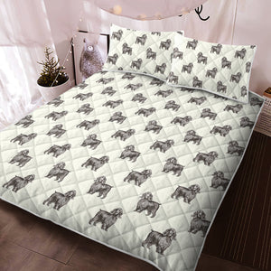 Watercolor Black Cocker Spaniels Quilted Bedding Set - 5 Colors-Bedding-Bedding, Blankets, Cocker Spaniel, Home Decor-2