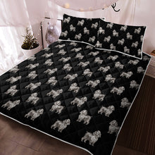 Load image into Gallery viewer, Watercolor Black Cocker Spaniels Quilted Bedding Set - 5 Colors-Bedding-Bedding, Blankets, Cocker Spaniel, Home Decor-With Matching Pillowcases-Twin-Midnight Black-10