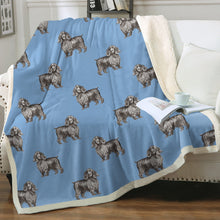 Load image into Gallery viewer, Watercolor Black Cocker Spaniels Sherpa Fleece Blanket - 8 Colors-Blanket-Bedding, Blankets, Cocker Spaniel, Home Decor-12