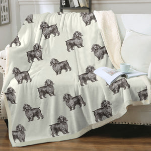 Watercolor Black Cocker Spaniels Sherpa Fleece Blanket - 8 Colors-Blanket-Bedding, Blankets, Cocker Spaniel, Home Decor-16