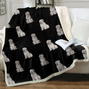 Watercolor Black Gray Briards Sherpa Fleece Blanket - 8 Colors-Blanket-Bedding, Blankets, Briard, Home Decor-15