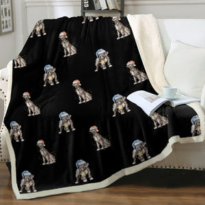 Watercolor Black Great Danes Christmas Fleece Blanket - 8 Colors-Blanket-Bedding, Blankets, Christmas, Great Dane, Home Decor-8