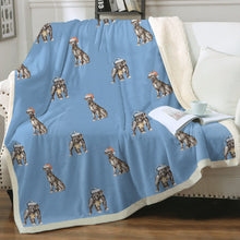 Load image into Gallery viewer, Watercolor Black Great Danes Christmas Fleece Blanket - 8 Colors-Blanket-Bedding, Blankets, Christmas, Great Dane, Home Decor-Sky Blue-Single-18