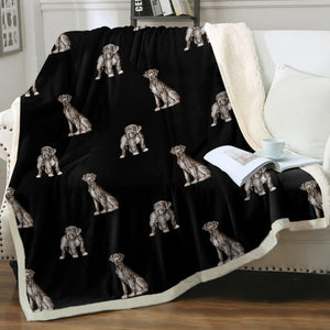 Watercolor Black Great Danes Sherpa Fleece Blanket - 8 Colors-Blanket-Bedding, Blankets, Great Dane, Home Decor-8