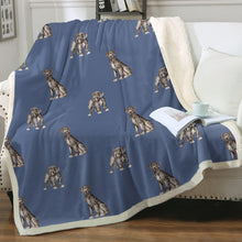 Load image into Gallery viewer, Watercolor Black Great Danes Sherpa Fleece Blanket - 8 Colors-Blanket-Bedding, Blankets, Great Dane, Home Decor-Cornflower Blue-Single-20