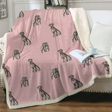 Load image into Gallery viewer, Watercolor Black Great Danes Sherpa Fleece Blanket - 8 Colors-Blanket-Bedding, Blankets, Great Dane, Home Decor-Soft Pink-Single-17