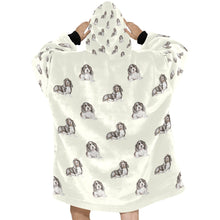 Load image into Gallery viewer, Watercolor Black Mask Basset Hounds Blanket Hoodie-Blanket-Apparel, Basset Hound, Blanket Hoodie, Blankets, Dog Mom Gifts-13