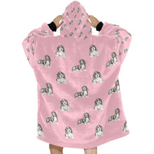 Load image into Gallery viewer, Watercolor Black Mask Basset Hounds Blanket Hoodie-Blanket-Apparel, Basset Hound, Blanket Hoodie, Blankets, Dog Mom Gifts-16