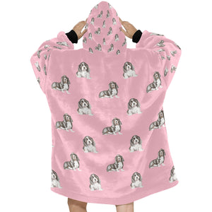 Watercolor Black Mask Basset Hounds Blanket Hoodie-Blanket-Apparel, Basset Hound, Blanket Hoodie, Blankets, Dog Mom Gifts-16