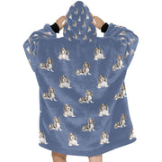 Watercolor Black Mask Basset Hounds Blanket Hoodie-Blanket-Apparel, Basset Hound, Blanket Hoodie, Blankets, Dog Mom Gifts-25