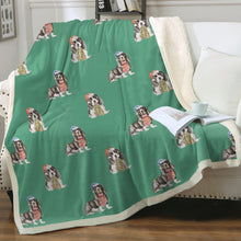 Load image into Gallery viewer, Watercolor Black Mask Basset Hounds Christmas Blanket - 8 Colors-Blanket-Basset Hound, Bedding, Blankets, Home Decor-11