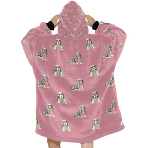 Watercolor Black Mask Basset Hounds Christmas Blanket Hoodie-Blanket-Apparel, Basset Hound, Blanket Hoodie, Blankets, Christmas, Dog Mom Gifts-12