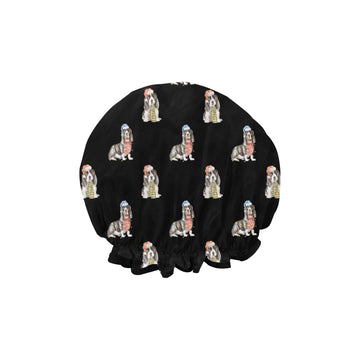 Watercolor Black Mask Basset Hounds Christmas-18