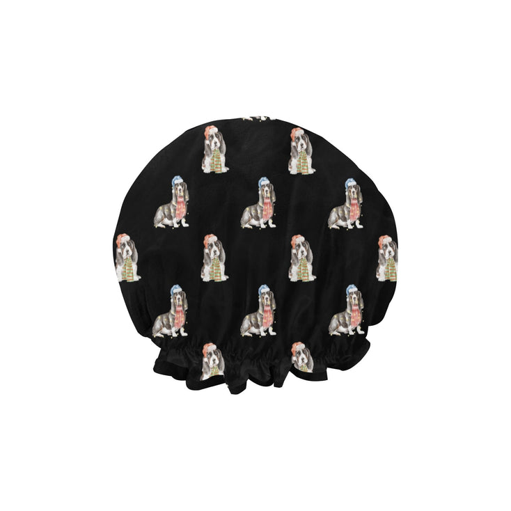 Watercolor Black Mask Basset Hounds Christmas-18