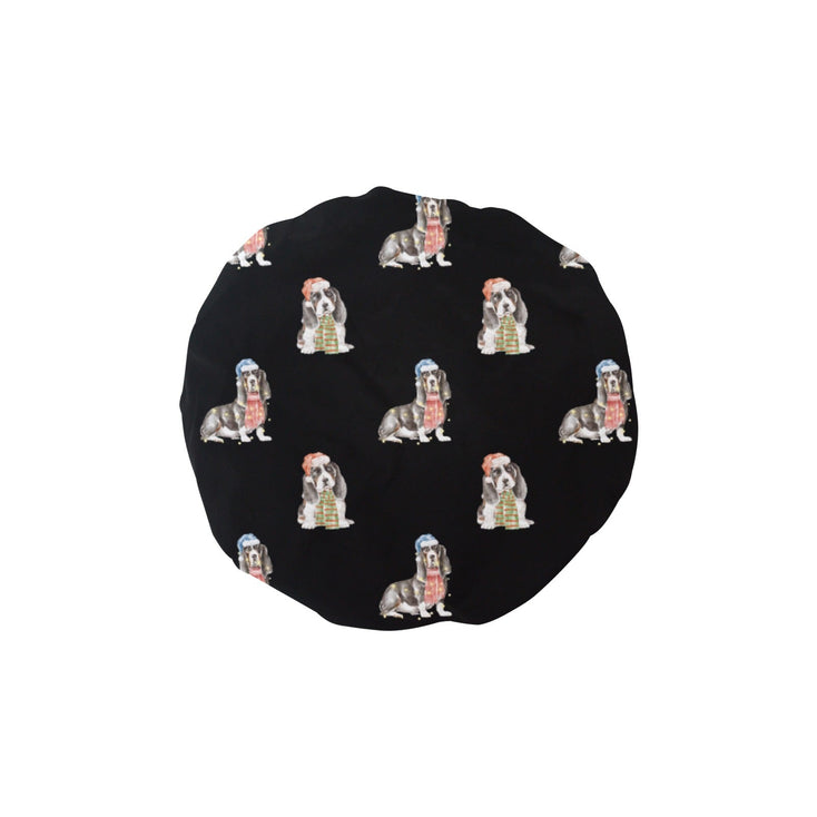 Watercolor Black Mask Basset Hounds Christmas-Black-ONE SIZE-17