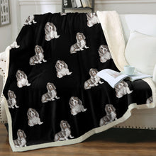 Load image into Gallery viewer, Watercolor Black Mask Basset Hounds Fleece Blanket - 8 Colors-Blanket-Basset Hound, Bedding, Blankets, Home Decor-8