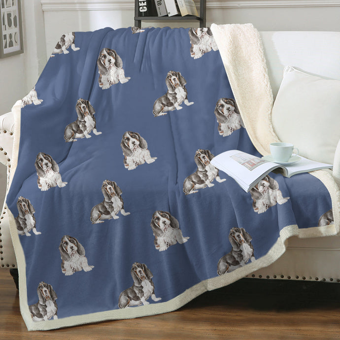 Watercolor Black Mask Basset Hounds Fleece Blanket - 8 Colors-Blanket-Basset Hound, Bedding, Blankets, Home Decor-1