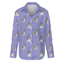 Load image into Gallery viewer, Watercolor Black Mask Basset Hounds Women&#39;s Shirt-Apparel-Apparel, Basset Hound, Dog Mom Gifts, Shirt-Lavender Purple-S-32