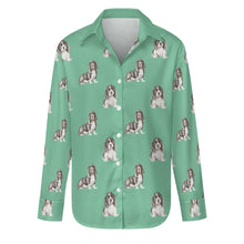 Load image into Gallery viewer, Watercolor Black Mask Basset Hounds Women&#39;s Shirt-Apparel-Apparel, Basset Hound, Dog Mom Gifts, Shirt-Mint Green-S-29