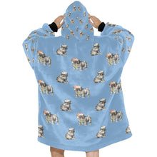 Load image into Gallery viewer, Watercolor Black Pug Puppies Christmas Blanket Hoodie-Blanket-Apparel, Blanket Hoodie, Blankets, Dog Mom Gifts, Pug-24