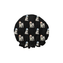 Load image into Gallery viewer, Watercolor Black Pug Puppies Christmas Elastic Reusable Shower Caps-Accessories-Accessories, Christmas, Dog Mom Gifts, Pug, Pug - Black-18