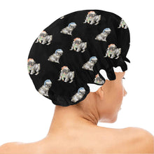 Load image into Gallery viewer, Watercolor Black Pug Puppies Christmas Elastic Reusable Shower Caps-Accessories-Accessories, Christmas, Dog Mom Gifts, Pug, Pug - Black-20