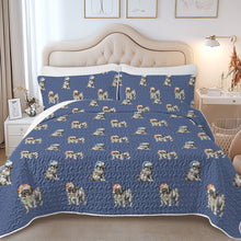 Load image into Gallery viewer, Watercolor Black Pug Puppies Christmas Quilted Bedding Set-Bedding-Bedding,Blankets,Christmas,Home Decor-10