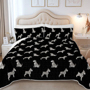 Watercolor Black Silver Schnauzers Quilted Bedding Set-Bedding-Bedding,Blankets,Christmas,Home Decor-5