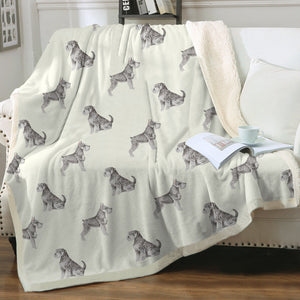 Watercolor Black Silver Schnauzers Sherpa Fleece Blanket - 8 Colors-Blanket-Bedding, Blankets, Home Decor, Schnauzer-4