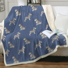 Load image into Gallery viewer, Watercolor Black Silver Schnauzers Sherpa Fleece Blanket - 8 Colors-Blanket-Bedding, Blankets, Home Decor, Schnauzer-Cornflower Blue-Single-8