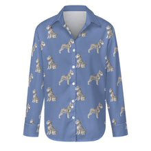 Load image into Gallery viewer, Watercolor Black Silver Schnauzers Women&#39;s Shirt-Apparel-Apparel, Dog Mom Gifts, Schnauzer, Shirt-S-Cornflower Blue-26