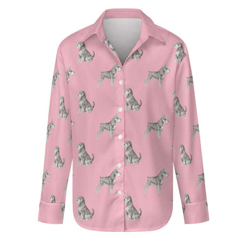 Watercolor Black Silver Schnauzers Women's Shirt-Apparel-Apparel, Dog Mom Gifts, Schnauzer, Shirt-S-Light Pink-17