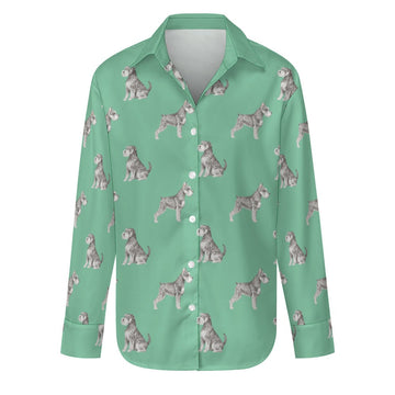 Watercolor Black Silver Schnauzers Women's Shirt-Apparel-Apparel, Dog Mom Gifts, Schnauzer, Shirt-S-Mint Green-29
