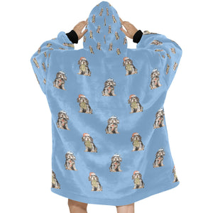 Watercolor Black Tan Cocker Spaniels Christmas Blanket Hoodie-Blanket-Apparel, Blanket Hoodie, Blankets, Christmas, Cocker Spaniel, Dog Mom Gifts-16