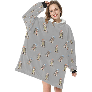 Watercolor Black Tan Cocker Spaniels Christmas Blanket Hoodie-Blanket-Apparel, Blanket Hoodie, Blankets, Christmas, Cocker Spaniel, Dog Mom Gifts-30