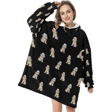 Load image into Gallery viewer, Watercolor Black Tan Cocker Spaniels Christmas Blanket Hoodie-Blanket-Apparel, Blanket Hoodie, Blankets, Christmas, Cocker Spaniel, Dog Mom Gifts-35