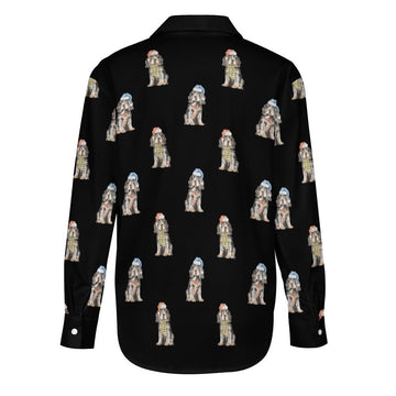 Watercolor Black Tan Cocker Spaniels Christmas Women's Shirt-Apparel-Apparel, Christmas, Cocker Spaniel, Dog Mom Gifts, Shirt-12